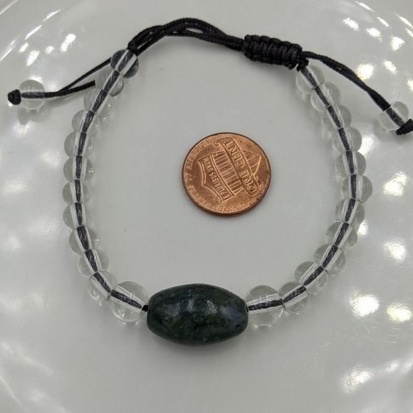 Natural Stone Quartz Glass Beaded Pull Bracelet - Picture 2 of 10